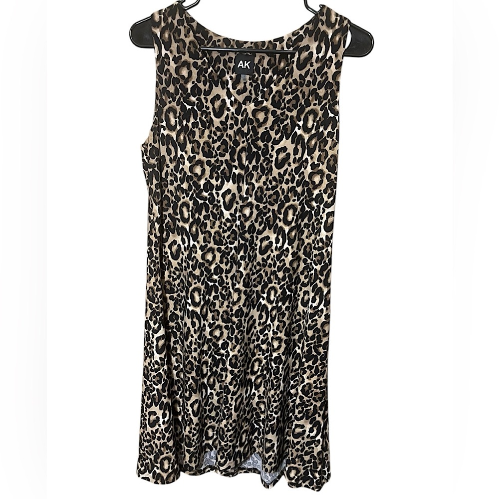 Anne Klein Leopard-Print Midi Dress in Beige and Black